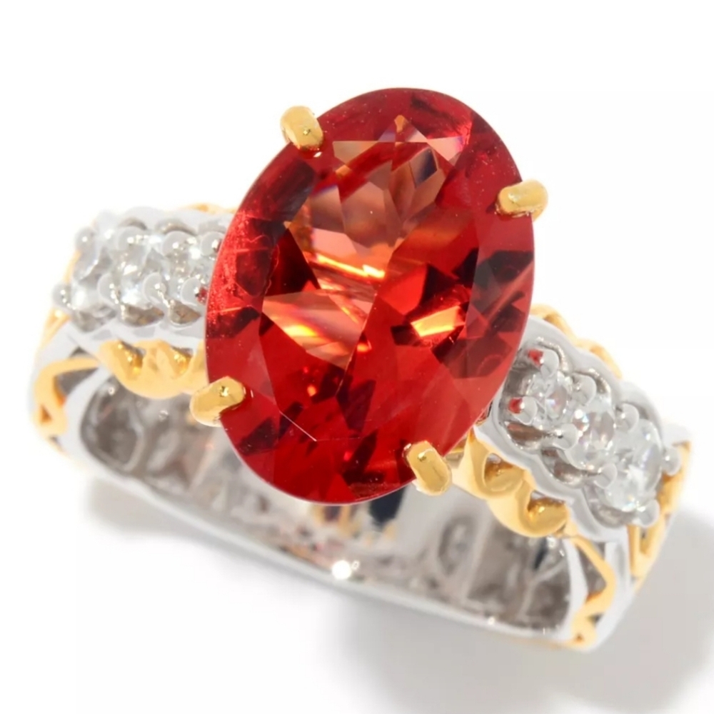 Retired Gems En Vogue 7.79ctw Andesine & White Zircon Cocktail 💍 Sz 6! 🔥